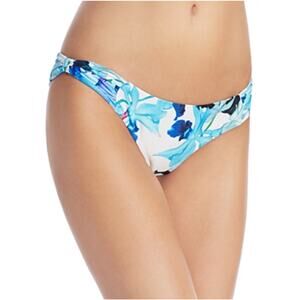 6 Shore Road by Pooja Women White / Blue Floral Coiba Knot Bikini Bottoms Size L
